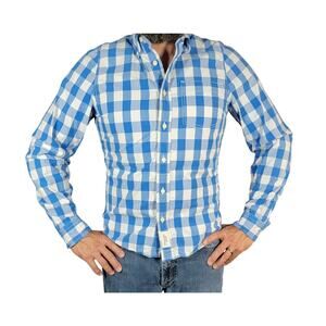 Abercrombie & Fitch Mens Muscle Button Down Shirt White and Blue Large